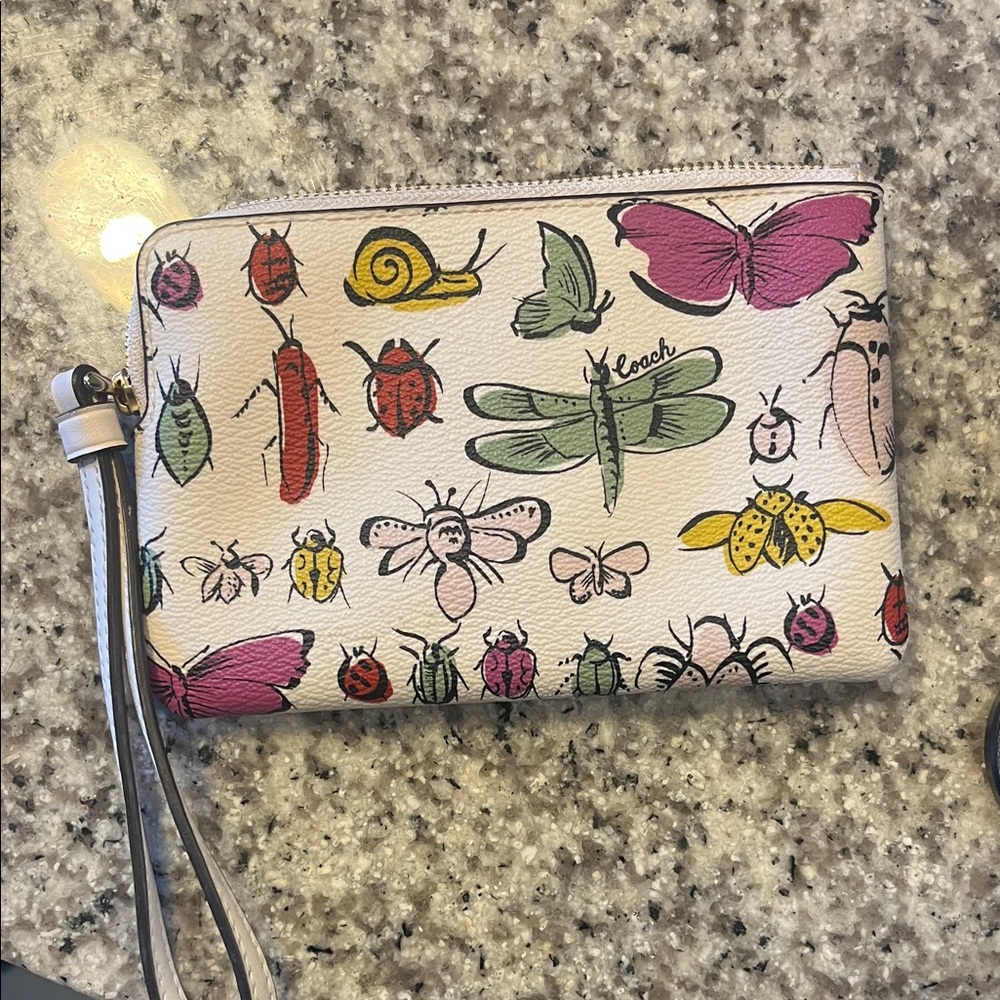 Coach Multicolor Insect Print Wristlet